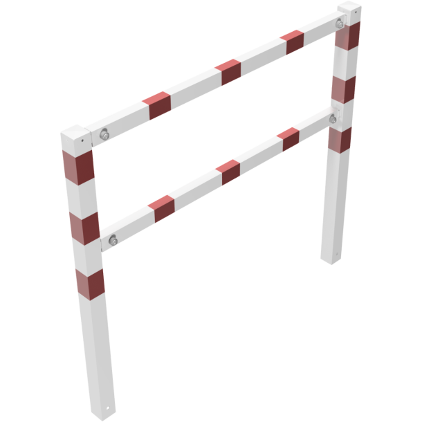 Stationary access barriers | for bolting on site | with top and quarter-bent bar | hot-dip galvanized and white coatedwith red reflecting stripes | total width: 1500 mm